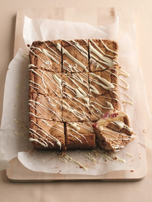 White chocolate and raspberry blondies