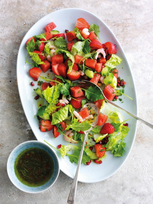 Seafood salad with strawberries