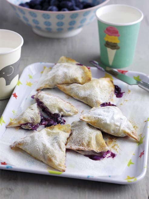 Blueberry and custard samosas