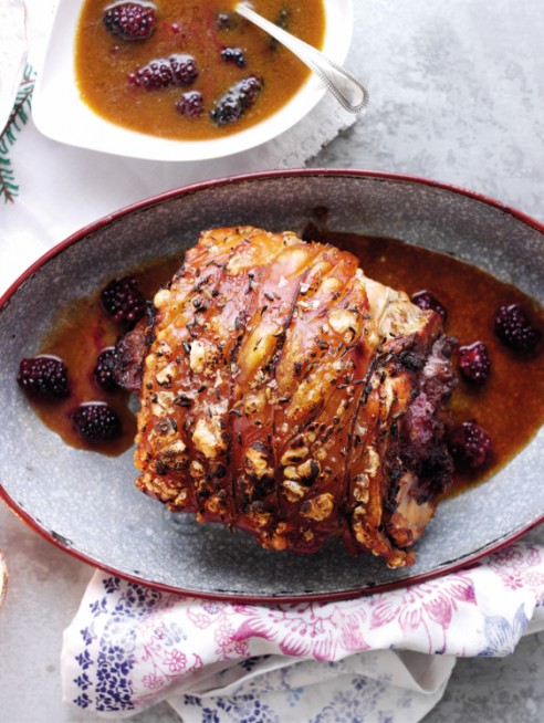 Roast pork tenderloin with blackberry port sauce