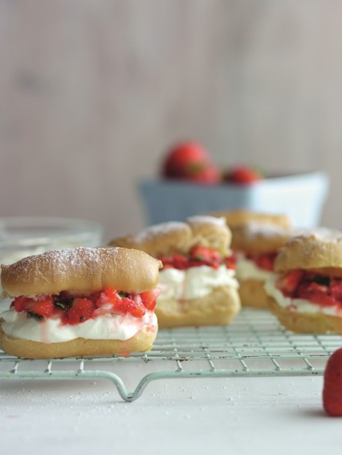 Strawberry basil éclairs