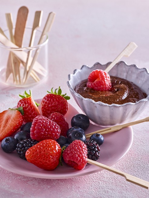 Fruit Corners with Homemade Chocolate Nut Dip