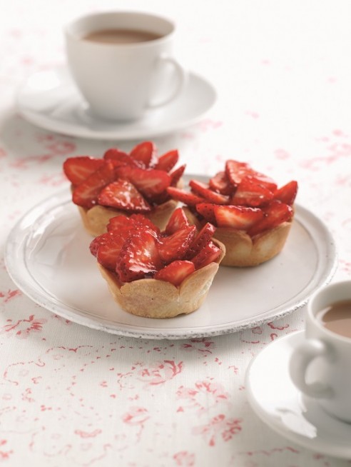 Glazed Strawberry Tarts with Elderflower Cream