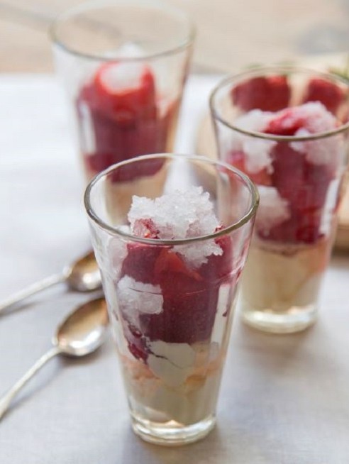 Strawberry and elderflower granita