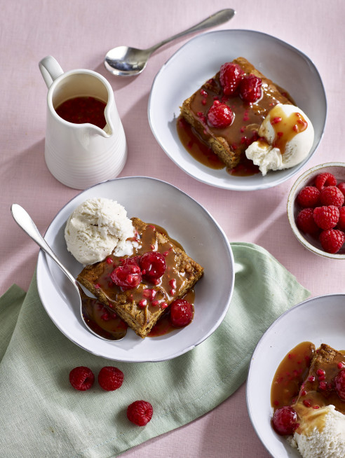 Vegan Raspberry Sticky Toffee Pudding