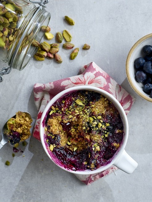 Blueberry and Pistachio Mug Cake