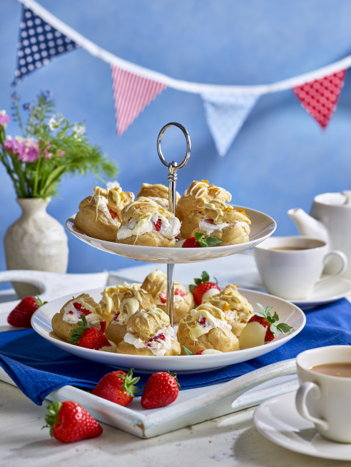 Strawberry Chocolate Profiterole Pile