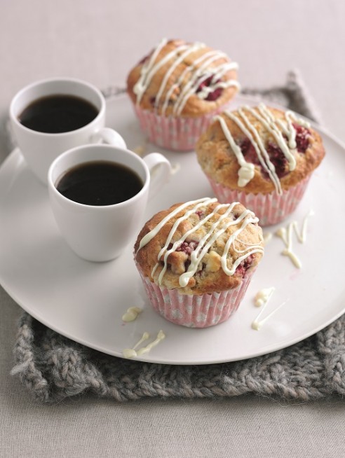 Raspberry and white chocolate muffins